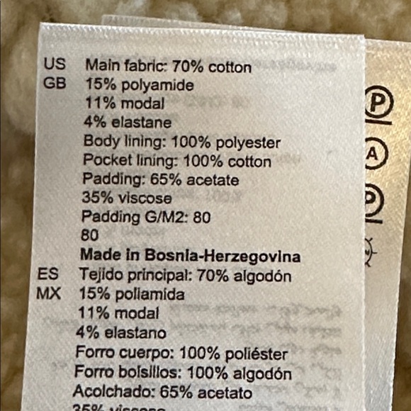 Man’s Sandro Black Corduroy Cream Faux Shearling Snap Up Jacket Size Large - Picture 8 of 8